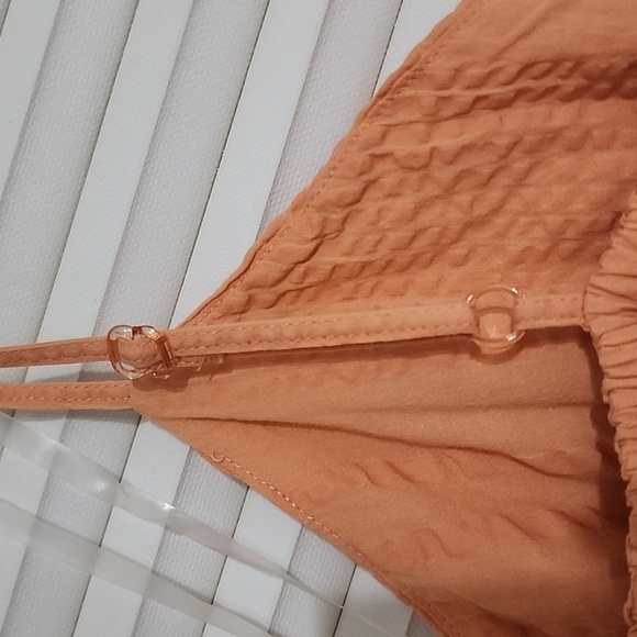 Sweetheart Neckline Cotton Dress Orange- Size Large - Picture 3 of 5